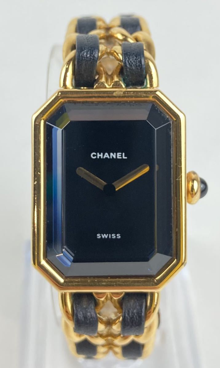 【TTI002】CHANEL シャネル プルミエール 黒文字盤 QZ クォーツ Mサイズ　腕時計 ブランド時計