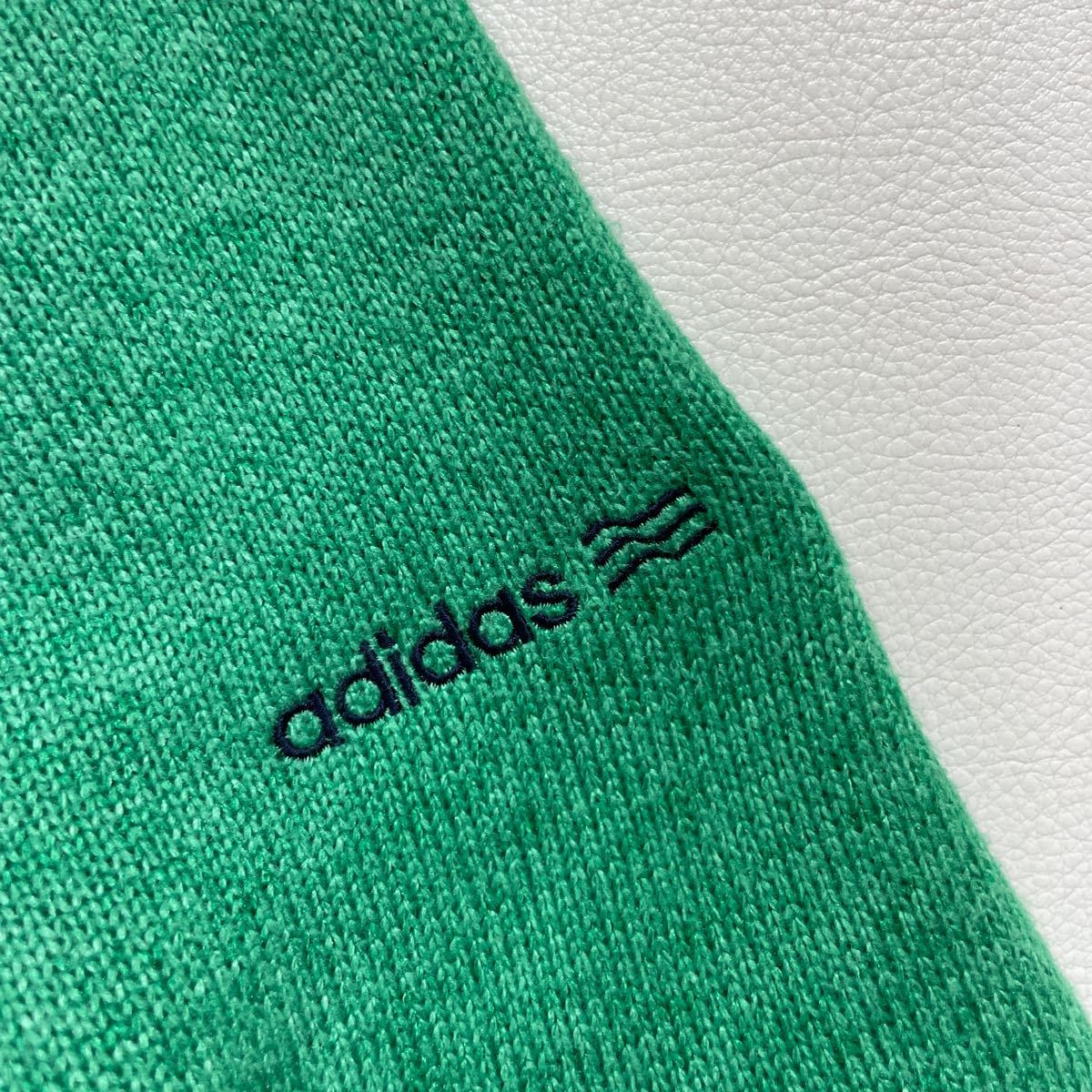 281 美品 adidas GOLF アディダス ゴルフ 切替 ジップアップ ニット パーカー フーディー サイズOT ロゴワッペン ダブルジップ 40223D_画像5