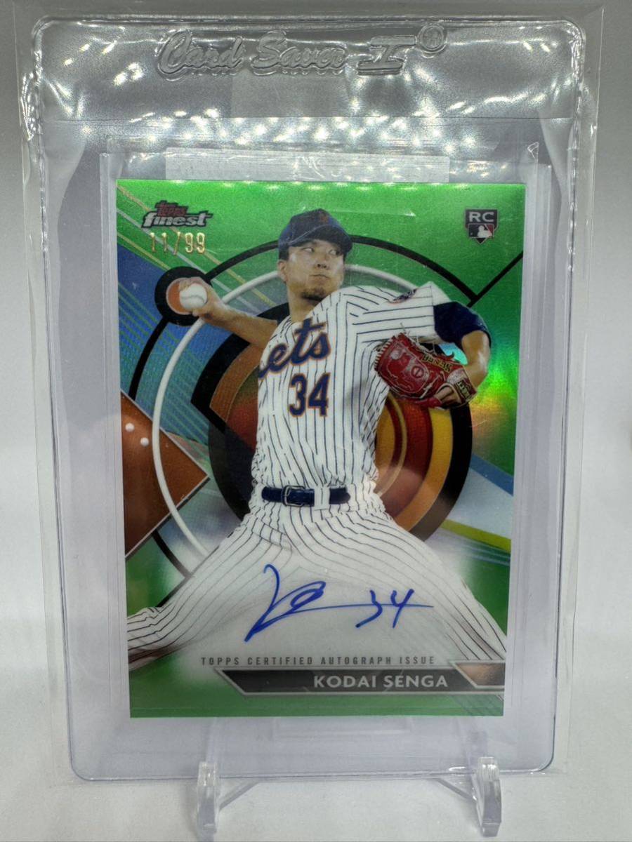 99枚限定 真贋鑑定済 2023 Topps Finest Kodai Senga千賀 滉大 直筆サインカード 11/99 FA-KSA Green ルーキーカード メッツ MLB_画像1