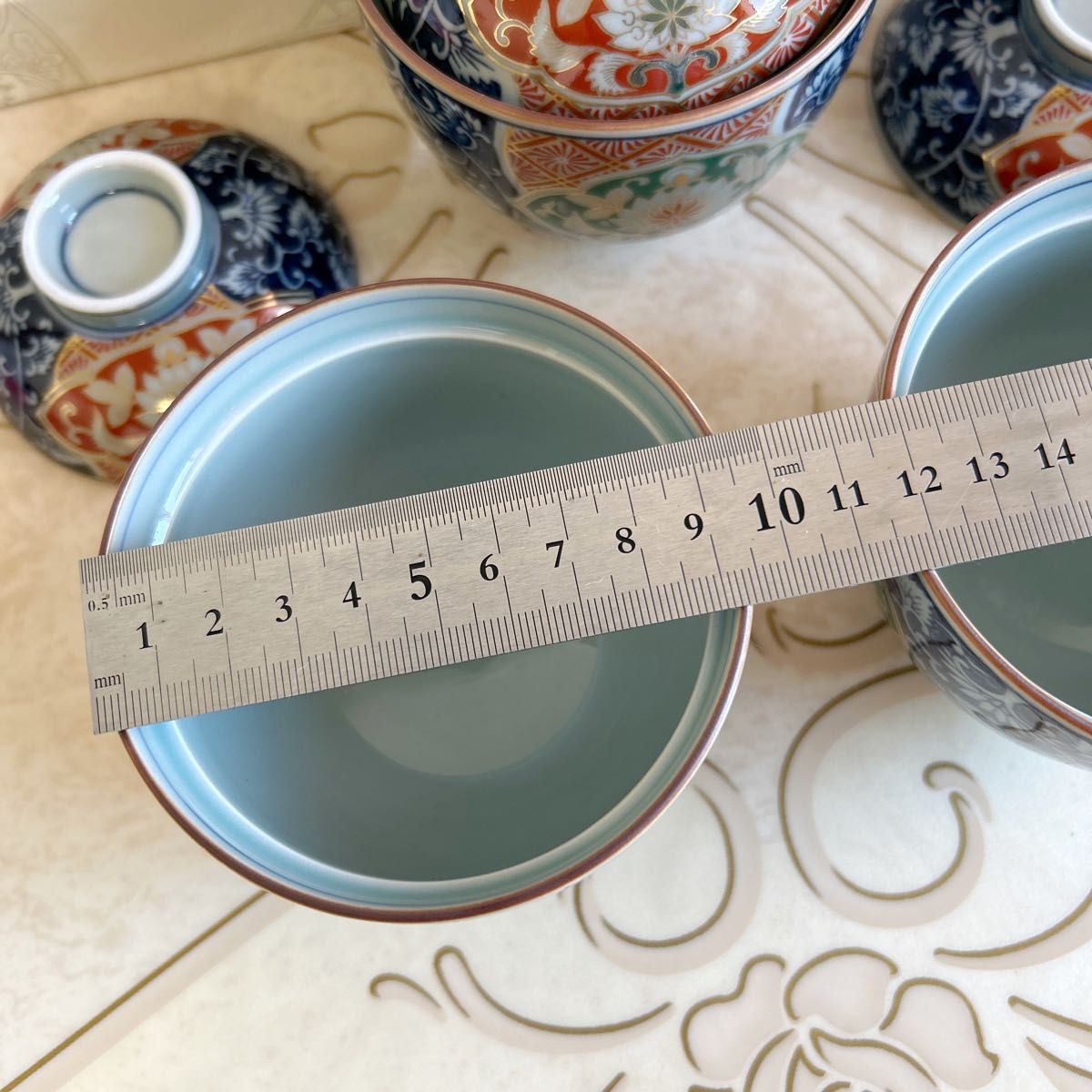 有田焼 緑京窯 蓋付き碗揃 5客セット 茶碗蒸し器 小丼 金彩古 有田焼 緑京窯 蓋付き碗揃 5客セット 茶碗蒸し器 小丼 金彩古