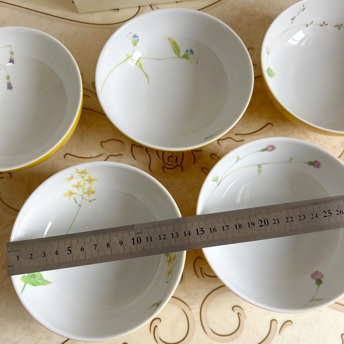 たち吉 黄釉 絵変わり 取り鉢 5枚セット 中鉢 小鉢 黄色 煮物鉢 たち吉 黄釉 絵変わり 取り鉢 5枚セット 中鉢 小鉢 黄色 煮物鉢