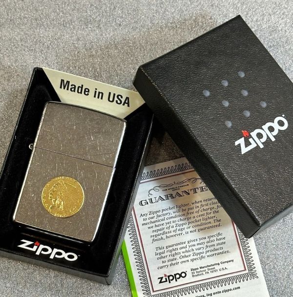 ■新品 ZIPPO USA輸入 インディアン ネイティブ コイン貼り アメリカン native indian メタル貼り ライター ジッポー 喫煙具 U27_画像2