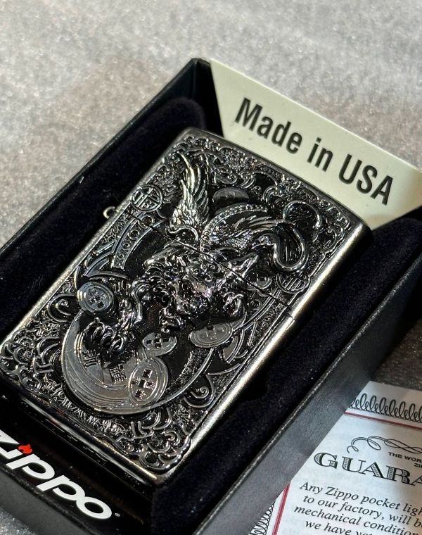 ■新品 ZIPPO 神獣財運 貔貅 金銭獣 ヒキュウ 金運 富 福 ライター ジッポー 喫煙具 メタル貼り U33_画像3