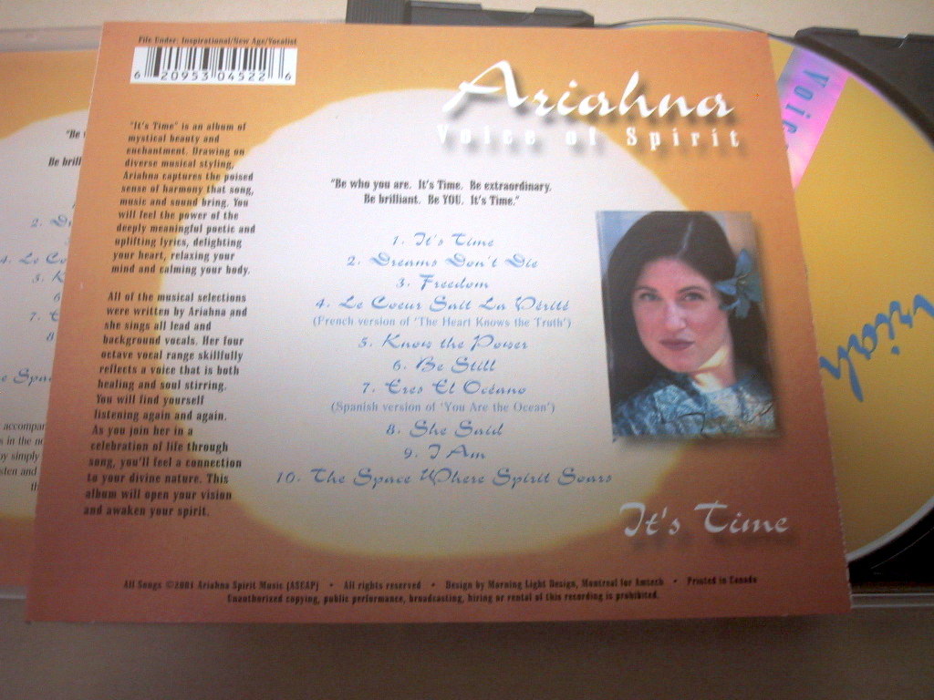 Ariahna / Voice Of Spirit Its Time CD NEW AGE VOCALIST 女性シンガー ヒーリング ニューエイジ_画像2