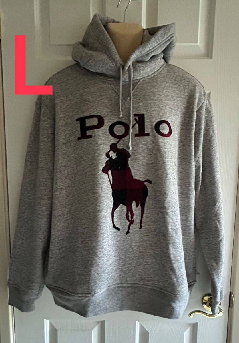 【送料無料】新品 Polo Ralph Lauren ポロ ラルフローレン★ビッグポニー メンズ パーカー フーディ L グレー プルオーバー スウェット_画像1