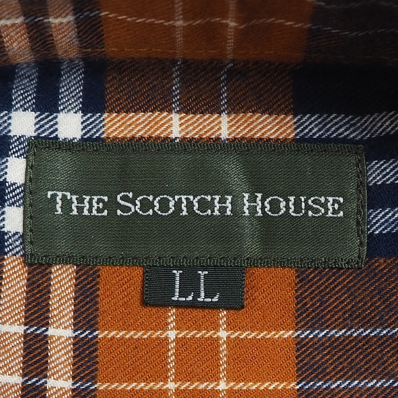 R105 新品 定価1.8万 スコッチハウス 起毛 タータンチェック シャツ 長袖 THE SCOTCH HOUSE ボタンダウン (サイズ:LL) オレンジ系_画像8