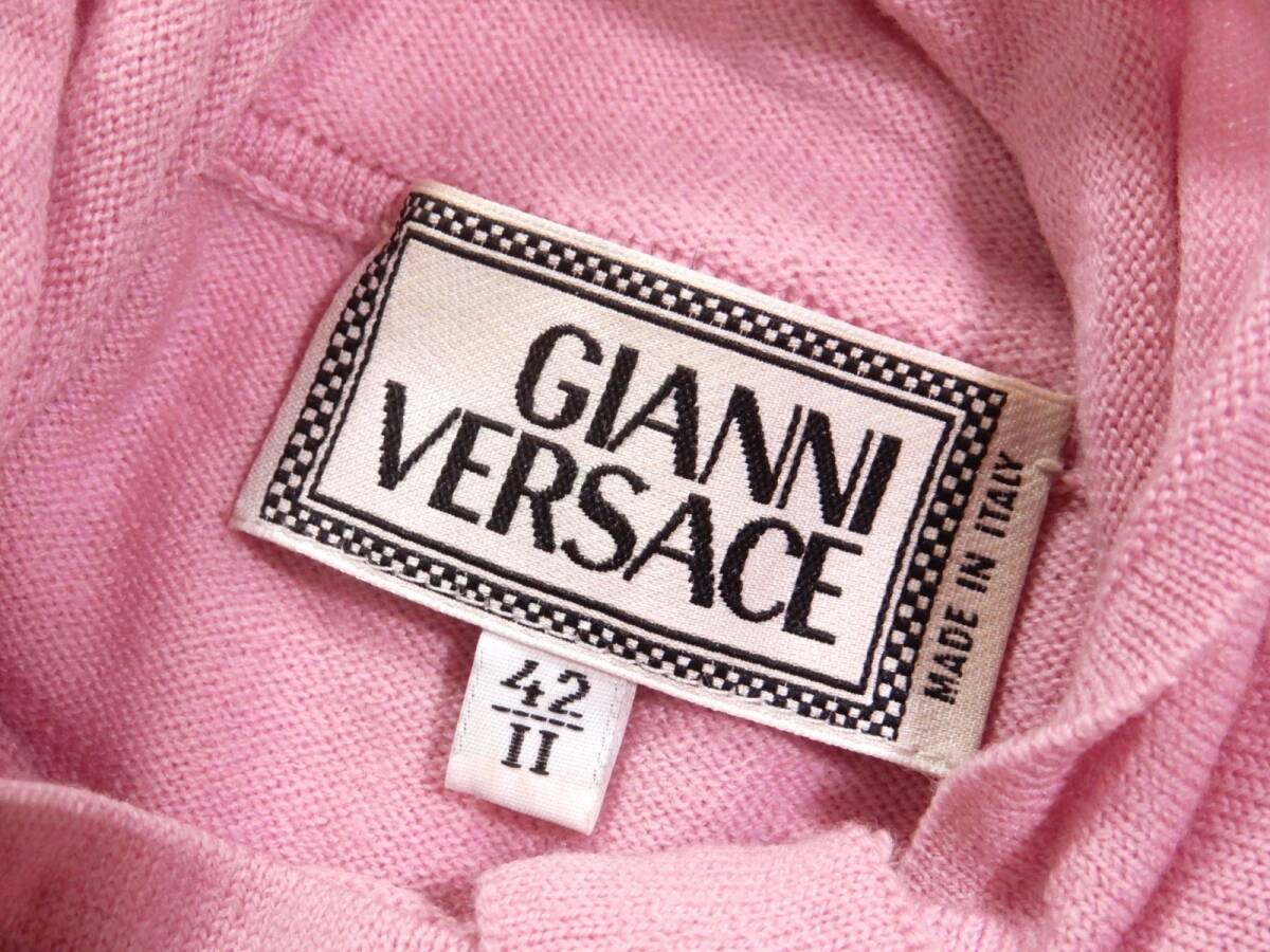 GIANNI VERSACE ジャンニ ヴェルサーチ リボン風デザインハイネックタートルネック ワンポイント刺繍 ニットプルオーバー 42_画像5