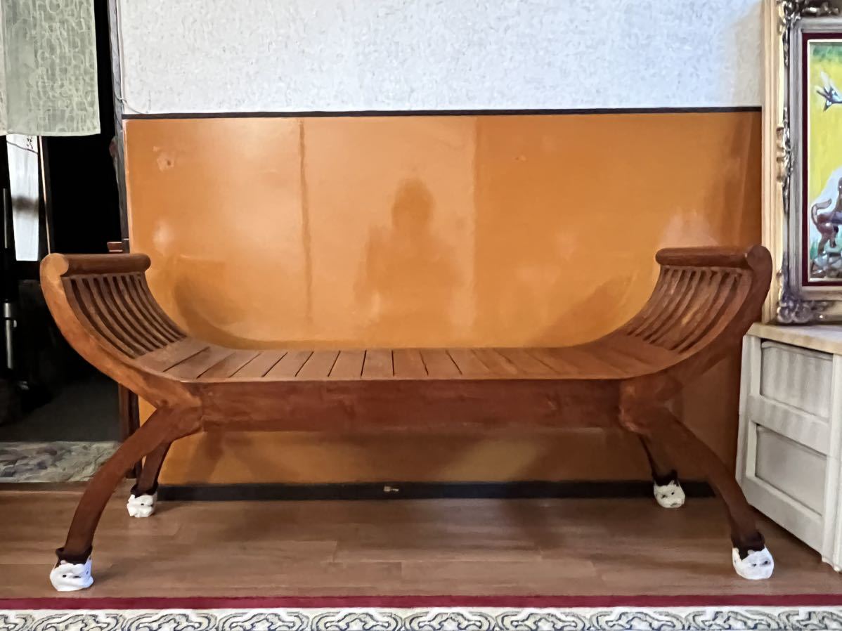 カルティニベンチ　チーク　玄関椅子　アジアン家具　バリ島　手渡し可能_画像1