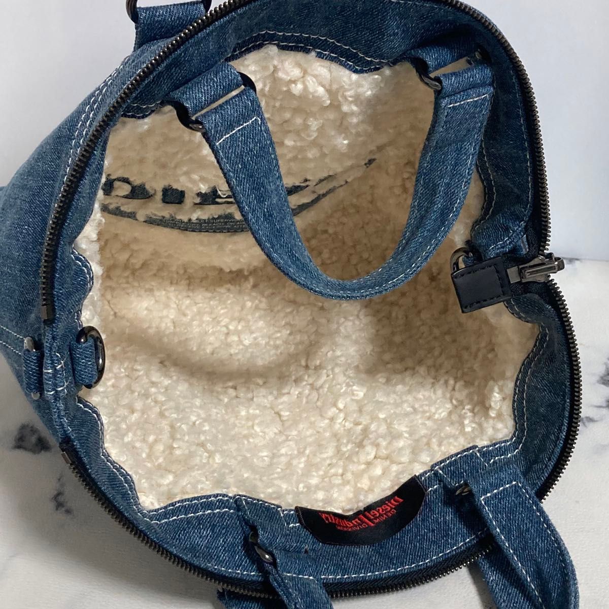極美品 DIESEL ディーゼル リバーシブル デニム ボア トート 極美品 DIESEL ディーゼル リバーシブル デニム ボア トート