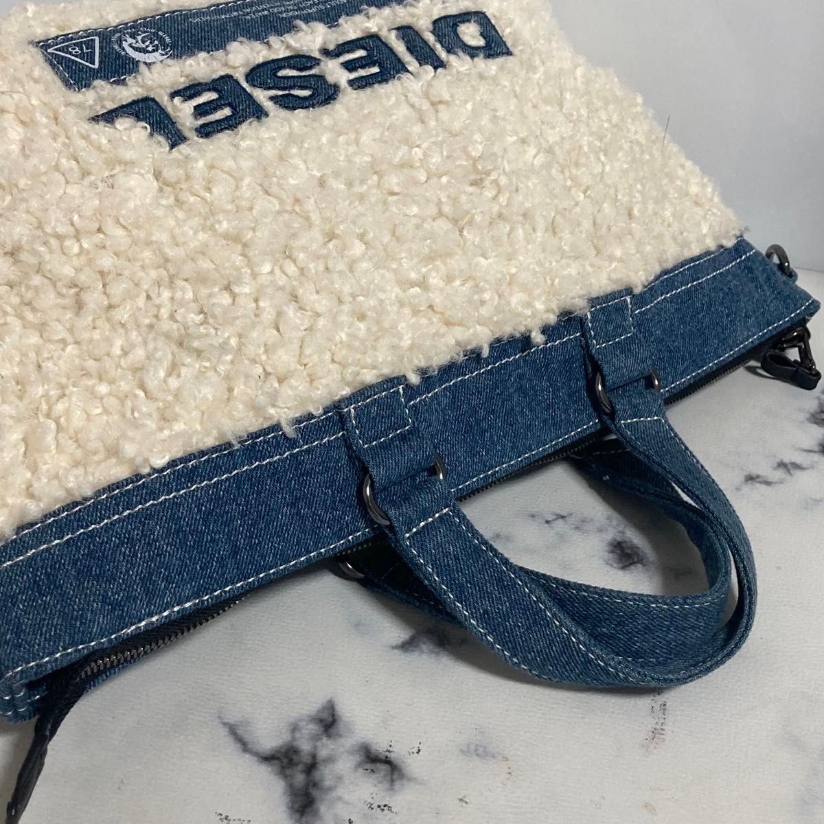 極美品 DIESEL ディーゼル リバーシブル デニム ボア トート 極美品 DIESEL ディーゼル リバーシブル デニム ボア トート