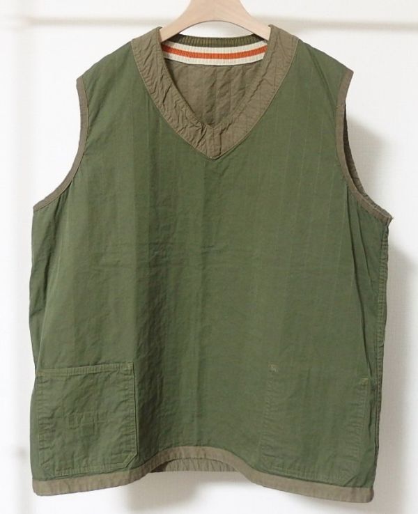 23AW Nigel Cabourn ナイジェルケーボン FRENCH HOSPITAL VEST STRIPE QUILT フレンチ ホスピタル ベスト 50_画像5