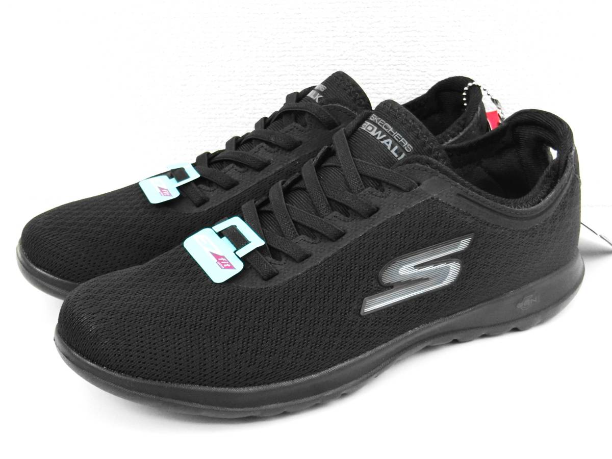 【訳あり未使用】SKECHERS GO WALK LITE 超軽量 高反発 高クッション 5GEN メッシュスリッポンスニーカー 左25.0cm 右24.0cm BBK【1171】_画像2