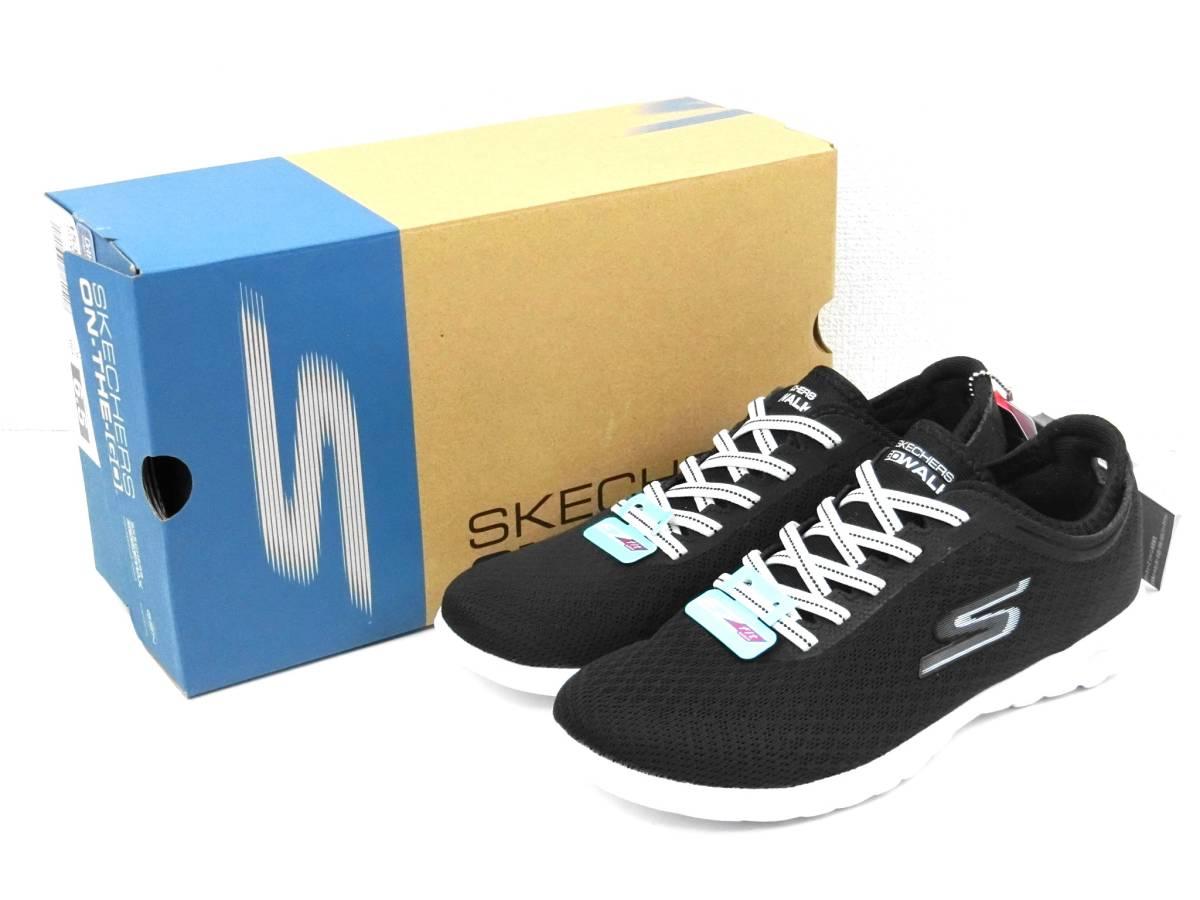 【訳あり未使用】SKECHERS GO WALK LITE 超軽量 高反発 高クッション 5GEN メッシュスリッポンスニーカー 左23.5cm 右22.5cm BKW【1181】_画像1