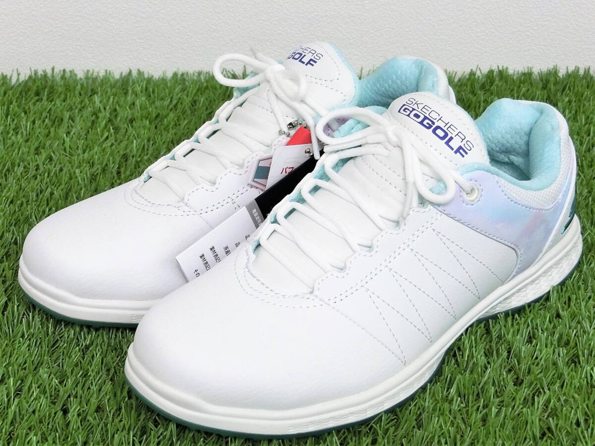 【未使用訳あり】 SKECHERS GOLF 撥水加工 スパイクレスゴルフシューズ 26cm ホワイト×マルチ 5GEN GOGAMAX スケッチャーズ 定価9,900円_画像3