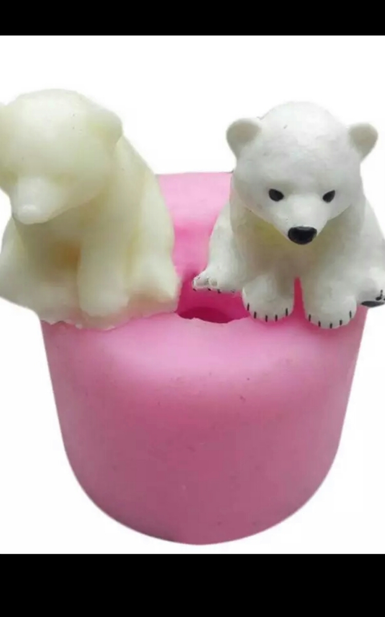 白熊 シロクマ クマ 熊 シリコンモールド 石膏 樹脂粘土 キャンドル P1_画像1