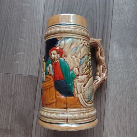 ビアジョッキ 陶器製 ビアマグ ジョッキ マグカップ ビール 昭和レトロ 中古 ビールジョッキ ドイツ 箸立て 入れ物 花瓶 陶磁器 おしゃれ