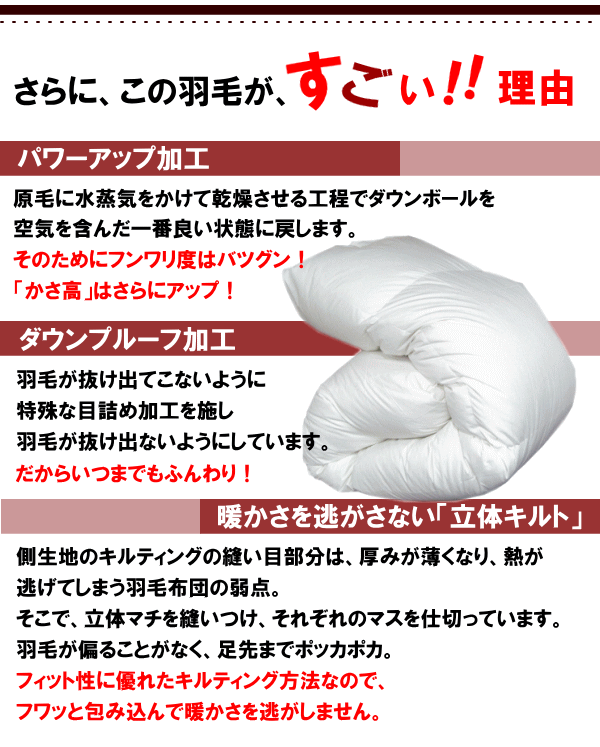 羽毛布団 セミダブル 大増量 掛布団 ホワイトダウン エクセルゴールドラベル ダウン90% 日本製_画像3