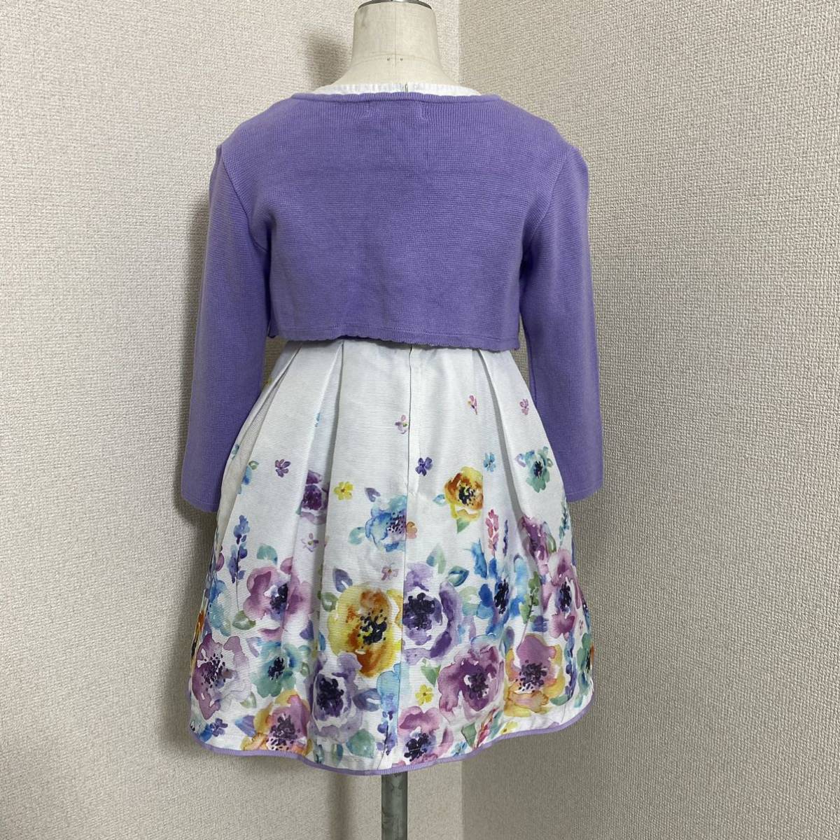 6860. ANNA SUI MINI フォーマル 花柄 ワンピース 120cm アナスイミニ パープル 紫_画像3