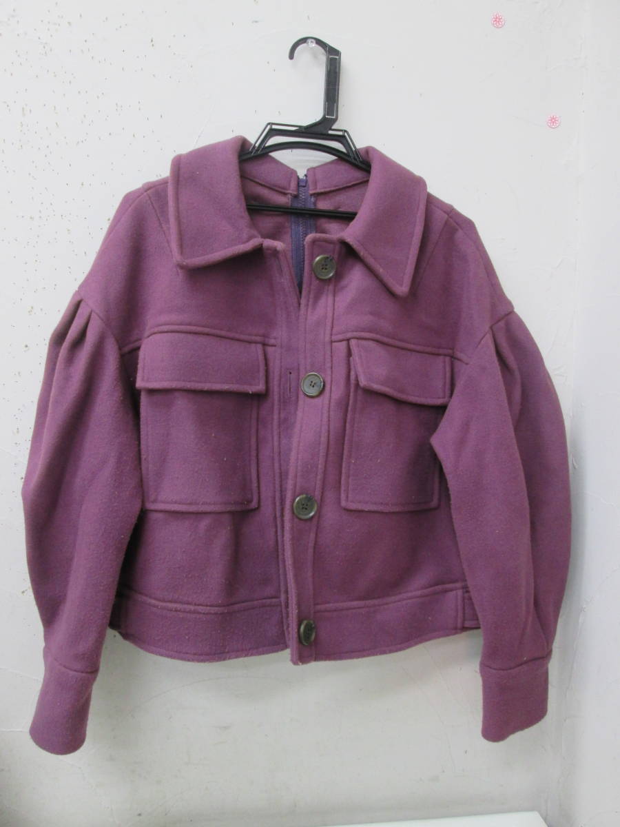 (8)!MURUAm Roo a lady's CPO jacket back Zip fake wool purple size F