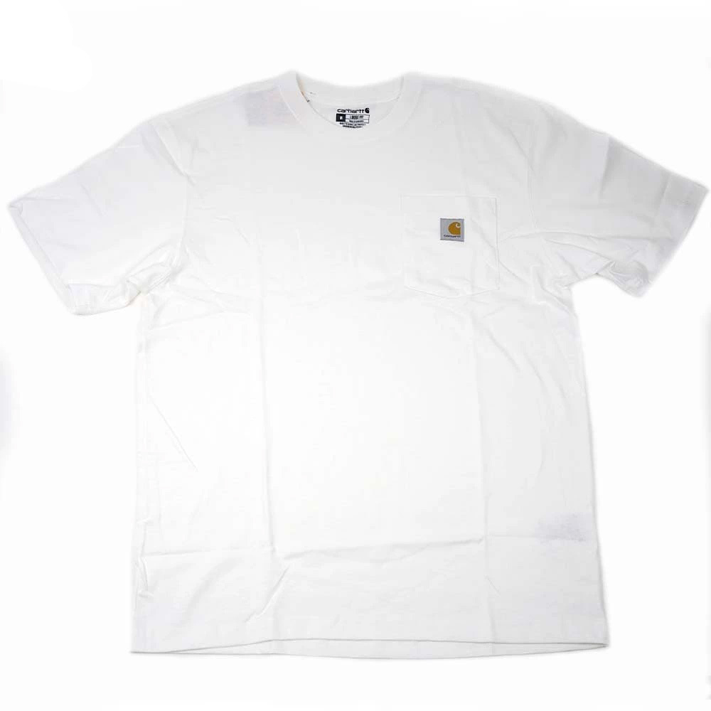 カーハート Tシャツ 半袖 CARHARTT K87 ワークウェア ポケット メンズ レディース トップス カットソー USサイズ ルーズフィット XS 白の画像1