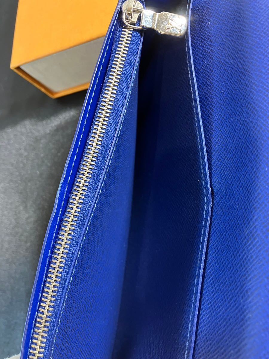 C/1034 美品 LOUIS VUITTON ルイ・ヴィトン タイガ ラマ 長財布 ブルー 青_画像7