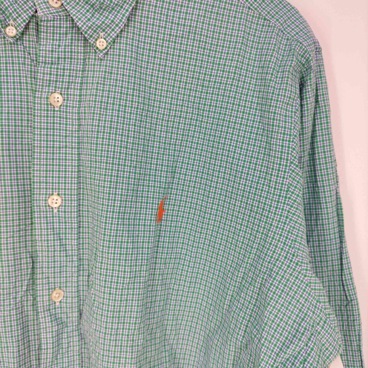 RALPH LAUREN(ラルフローレン) CLASSIC FIT ポニー刺繍 ボタンダウンチェックシャツ 中古 古着 0412_画像5