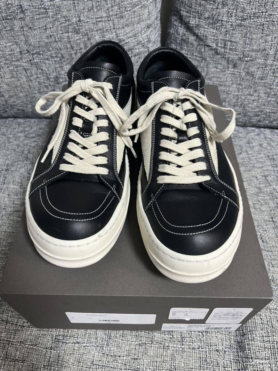 サイズ42 国内正規 Rick Owens リックオウエンス VINTAGE SNEAKS ヴィンテージ レザーローカットスニーカー ブラック RU02B2897 LPOLVS_画像1