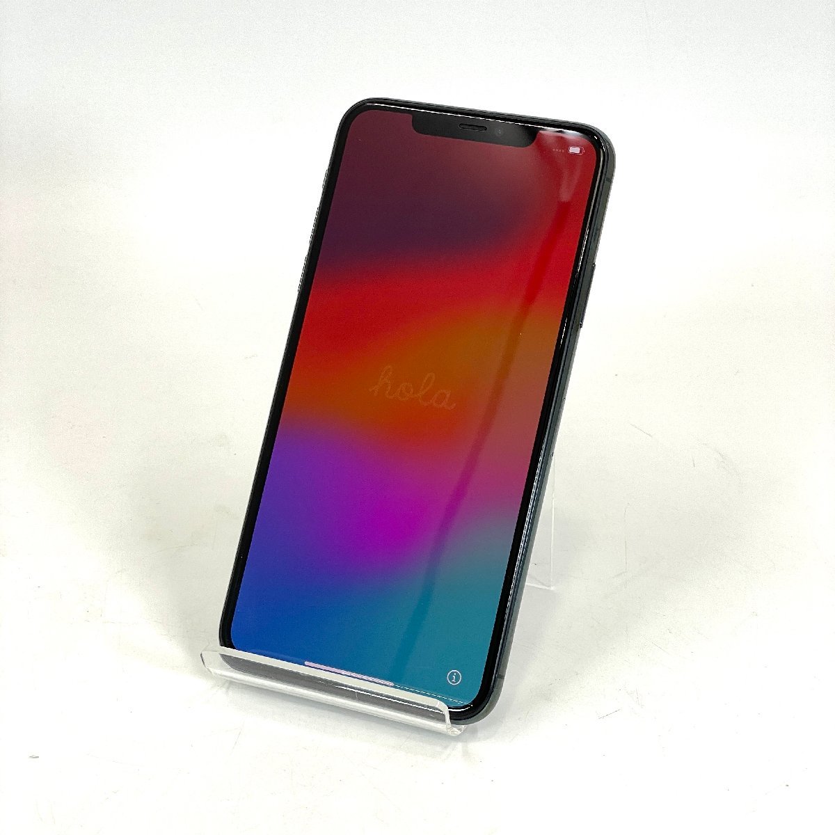 6507-60 Apple アップル アイフォン iPhone 11 Pro Max 256GB A2218 MWHM2J/A ミッドナイトグリーン SIMロック解除済 バッテリー77％_画像1