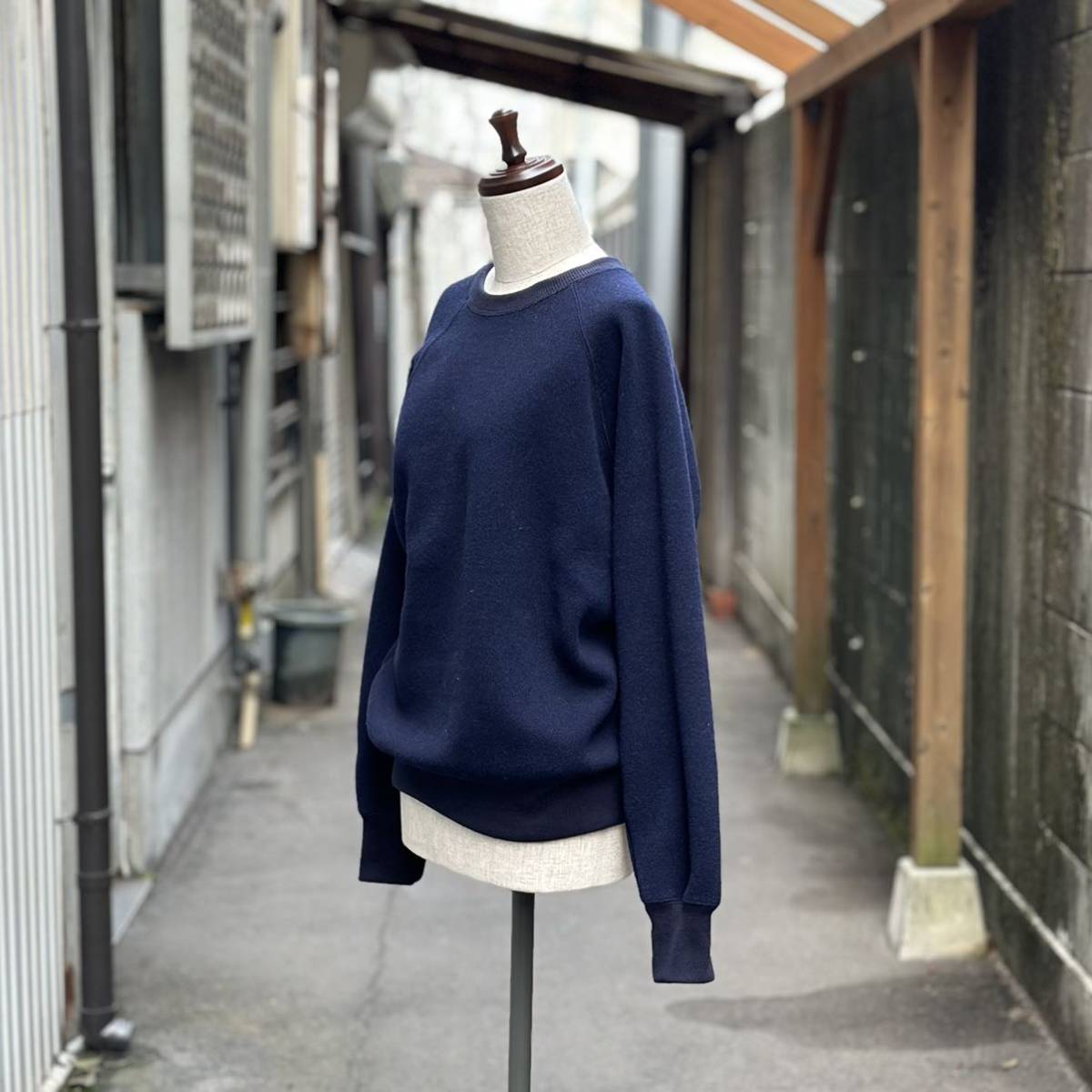 23aw 2023 tao COMME des GARCONS タオ コム デ ギャルソン ウール 綿 ナイロン ダブルフェイス プルオーバー NAVY サイズ M 定価35.200円_画像3