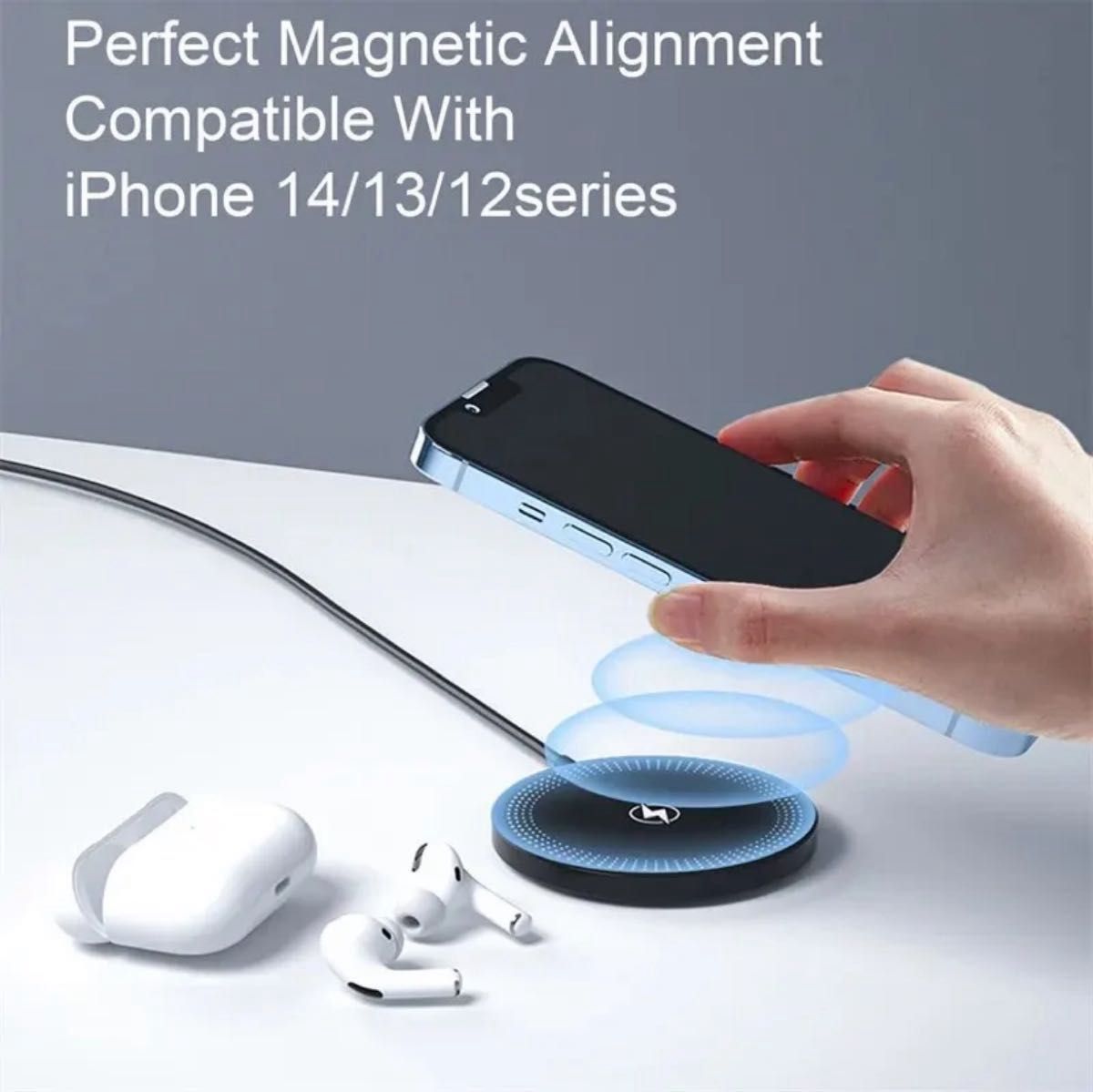 磁気ワイヤレス充電器　iPhone,Airpods,Apple用の急速充電ステーション,30Wハイパワー