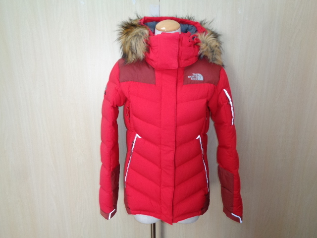 n25◆THE NORTH FACE HYVENT Summit Series PROHEAT ダウンジャケット◆ザ・ノースフェイス レディース 85/M レッド 着脱式フード付き 6B_画像1