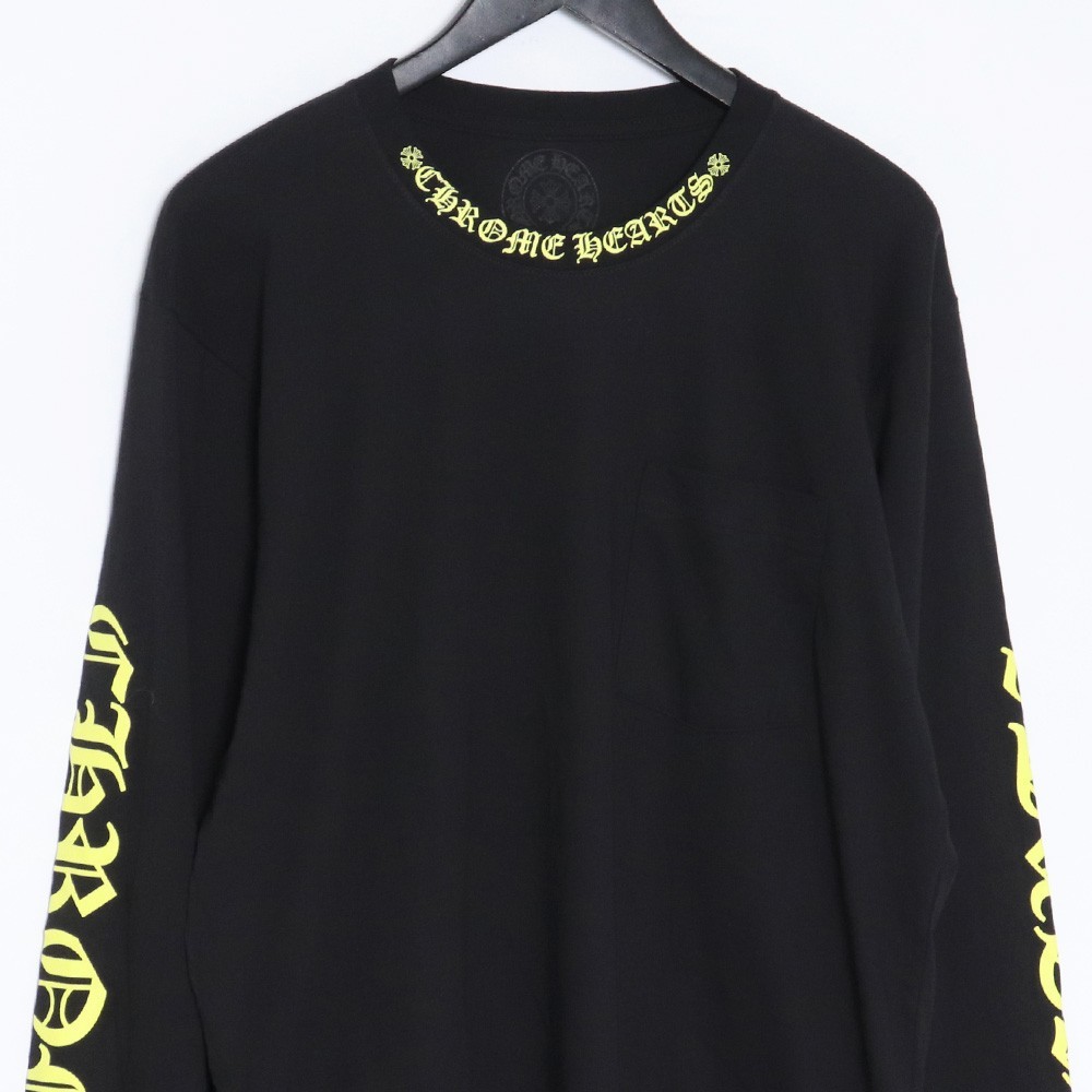 未使用 CHROME HEARTS Neck Logo L/S Tee XLサイズ ブラック 408129112 クロムハーツ ネックロゴロングスリーブTシャツ 長袖カットソー_画像3