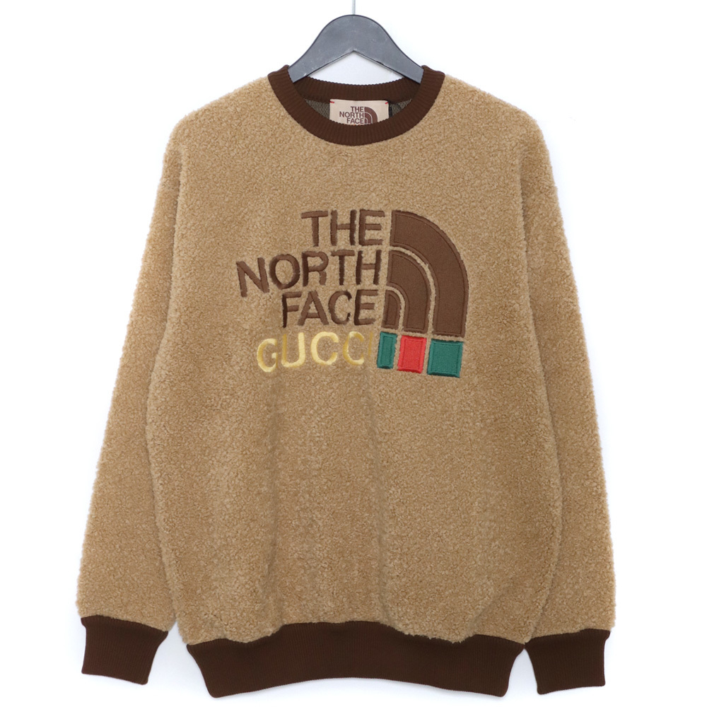 未使用 GUCCI × THE NORTH FACE faux fur sweatshirt Sサイズ ブラウン 644662 XJC30 グッチ ザノースフェイス フォウファートレーナー