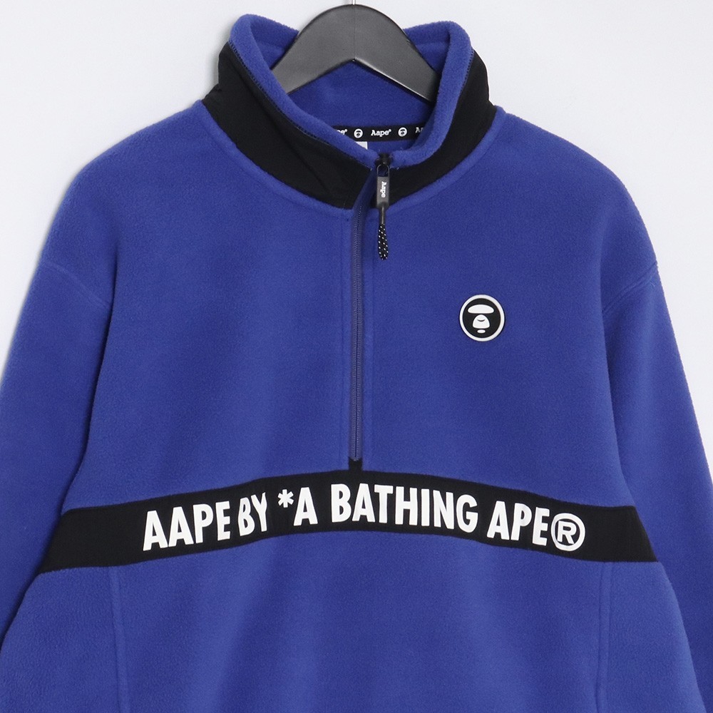 A BATHING APE フリースジャケット Lサイズ ブルー AAPSWM3608XXD アベイシングエイプ AAPE LOGO FLEECE PULLOVER_画像3
