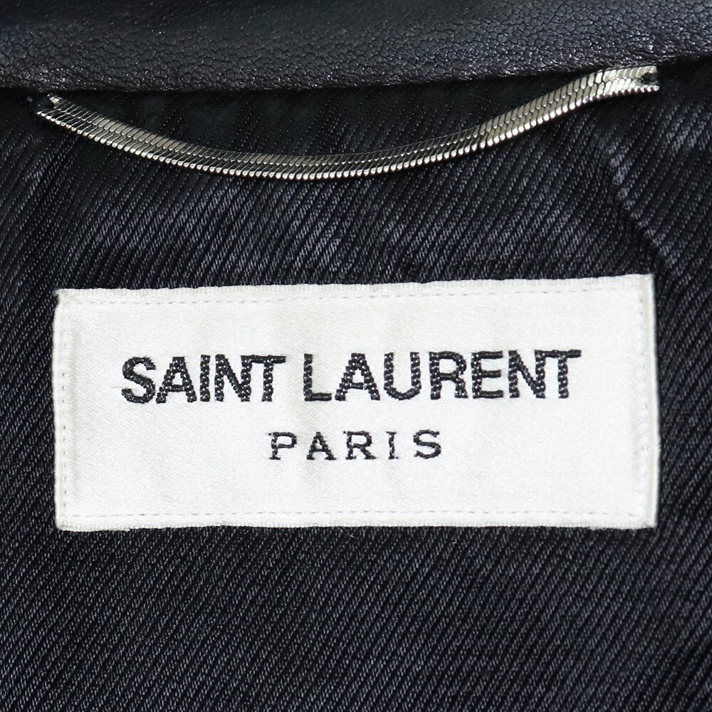 SAINT LAURENT PARIS クラシックモーターサイクルラムレザーダブルライダースジャケット 50 ブラック 397290Y5YA1 サンローラン エディ期_画像4