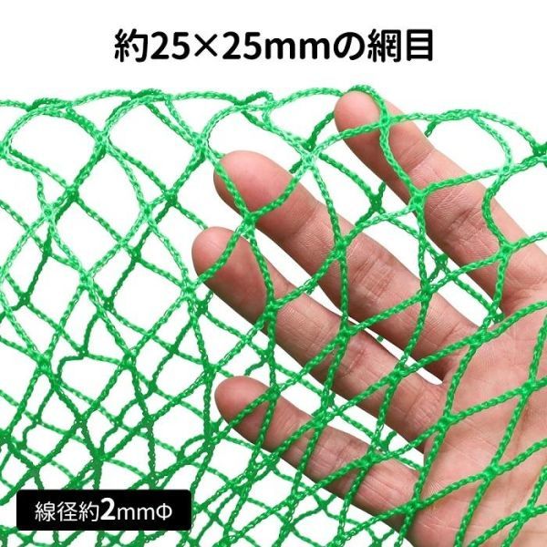 養生ネット グリーンネット 5m×10m 25mm目 防球ネット 折りたたみ 鳥よけネット グリーン 野球 防鳥ネット カラス グリーンネットフェンス_画像4