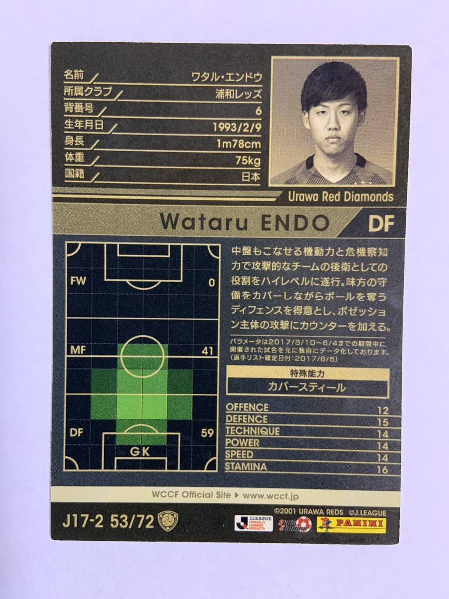 WCCF 2017-2018 ワタル・エンドウ J17-2 Jリーグ Panini 17-18 浦和レッズ 遠藤航の画像2