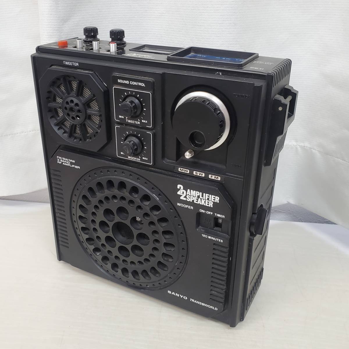 0207-202■昭和レトロ SANYO サンヨー 2アンプ 2スピーカー 3band ラジオ RP7600 DJ5000 通電・動作未確認 ジャンク ※簡易梱包_画像1