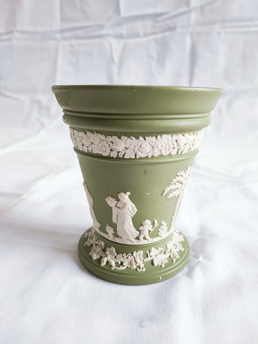 WEDGWOOD ジャスパー 花瓶 不備あり ウェッジウッド 陶器 花器 フラワーベース 花入 当時物 コレクション アンティーク インテリア(021806)_画像6