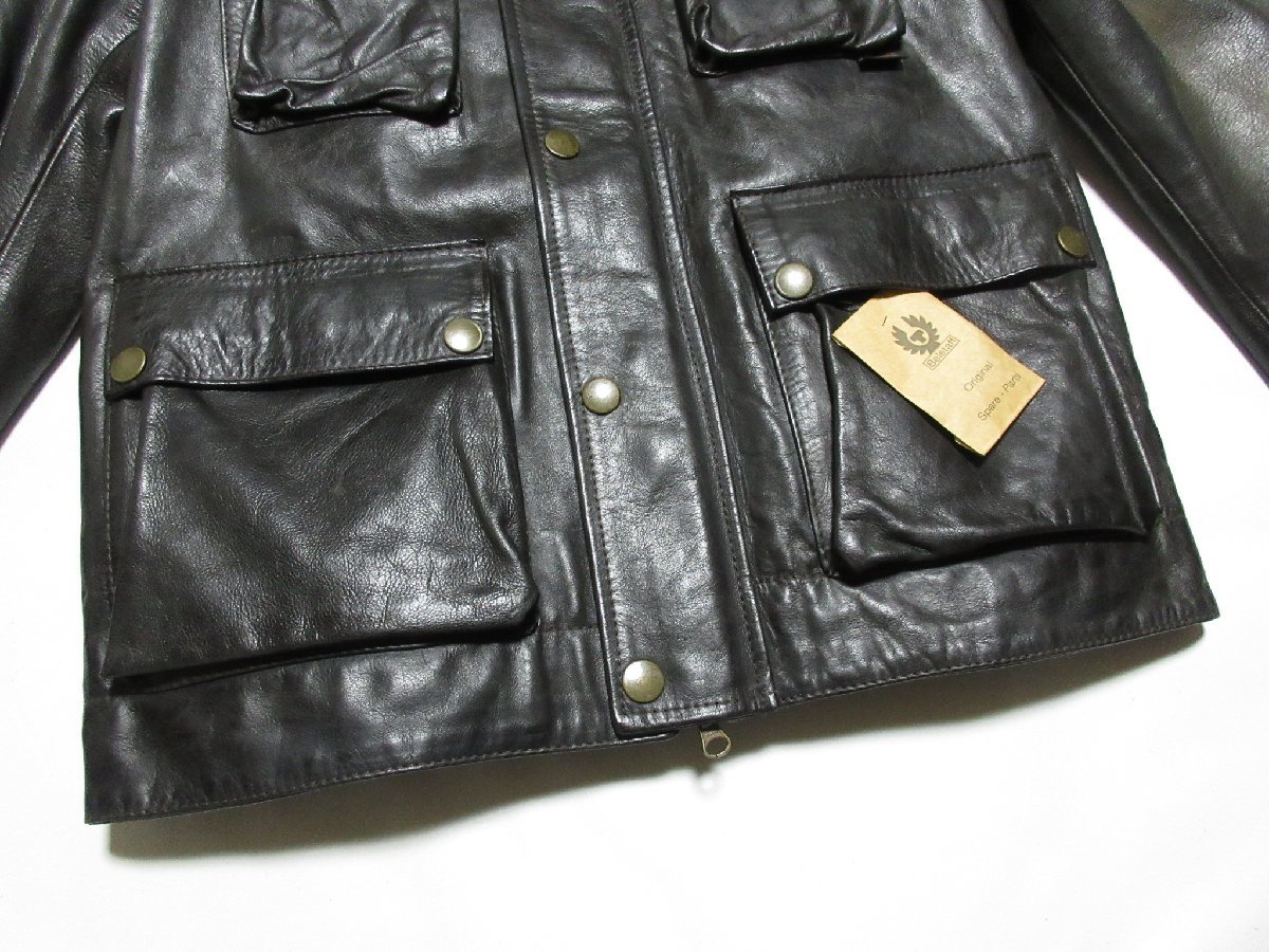 未使用に近い Belstaff ベルスタッフ レザー ジャケット/ライダース/モーターサイクルジャケット/L/58283069/ブラック/ユーズド加工の画像5