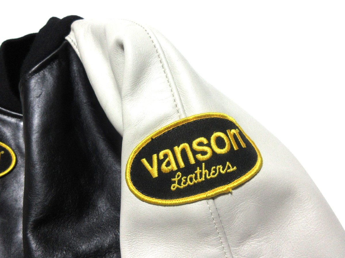 未使用に近い 近年モデル VANSON バンソン TJ レザーブルゾン/ライダース/36/ブラック×クリームホワイト系/USA/アメリカ/米国製の画像6