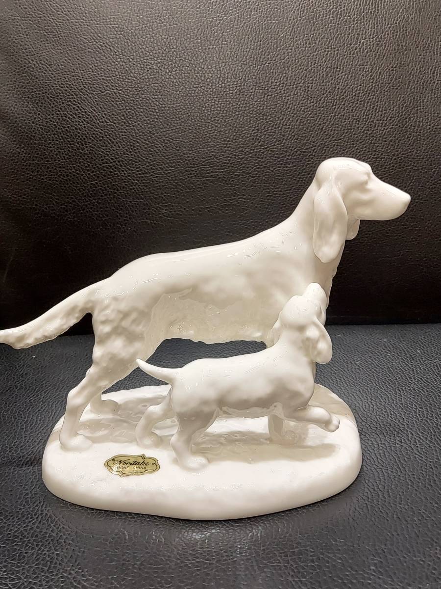 26715 Noritake オールドノリタケ BONE CHINA ノリタケ フィギュリン 犬の親子 置物 インテリア 2800個限定品　レア　_画像1