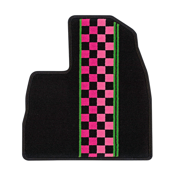 フロアマット デラックス'極タイプ スポーティーチェック ピンク アウディ A1 GB R01/11- 右ハンドル