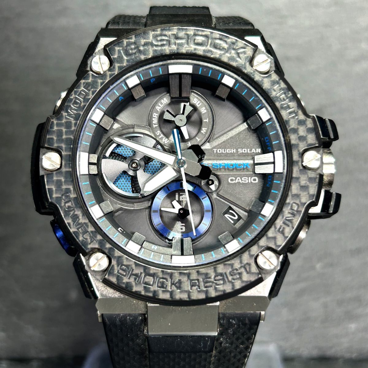 美品 CASIO カシオ G-SHOCK ジーショック G-STEEL ジースチール GST-B100XA-1A 腕時計 Bluetooth モバイルリンク タフソーラー デジタル_画像3