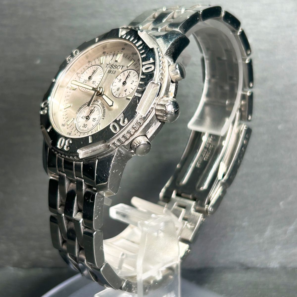 Tissot ティソ PRS200 T0674171103100 腕時計 クオーツ アナログ クロノグラフ カレンダー 回転ベゼル ステンレススチール 動作確認済み_画像5