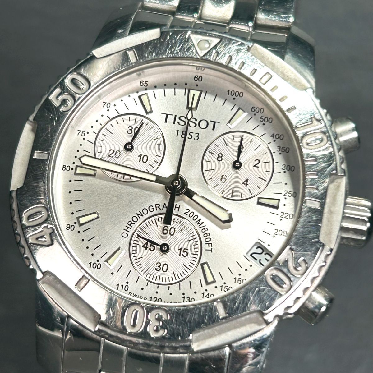 Tissot ティソ PRS200 T0674171103100 腕時計 クオーツ アナログ クロノグラフ カレンダー 回転ベゼル ステンレススチール 動作確認済み_画像2