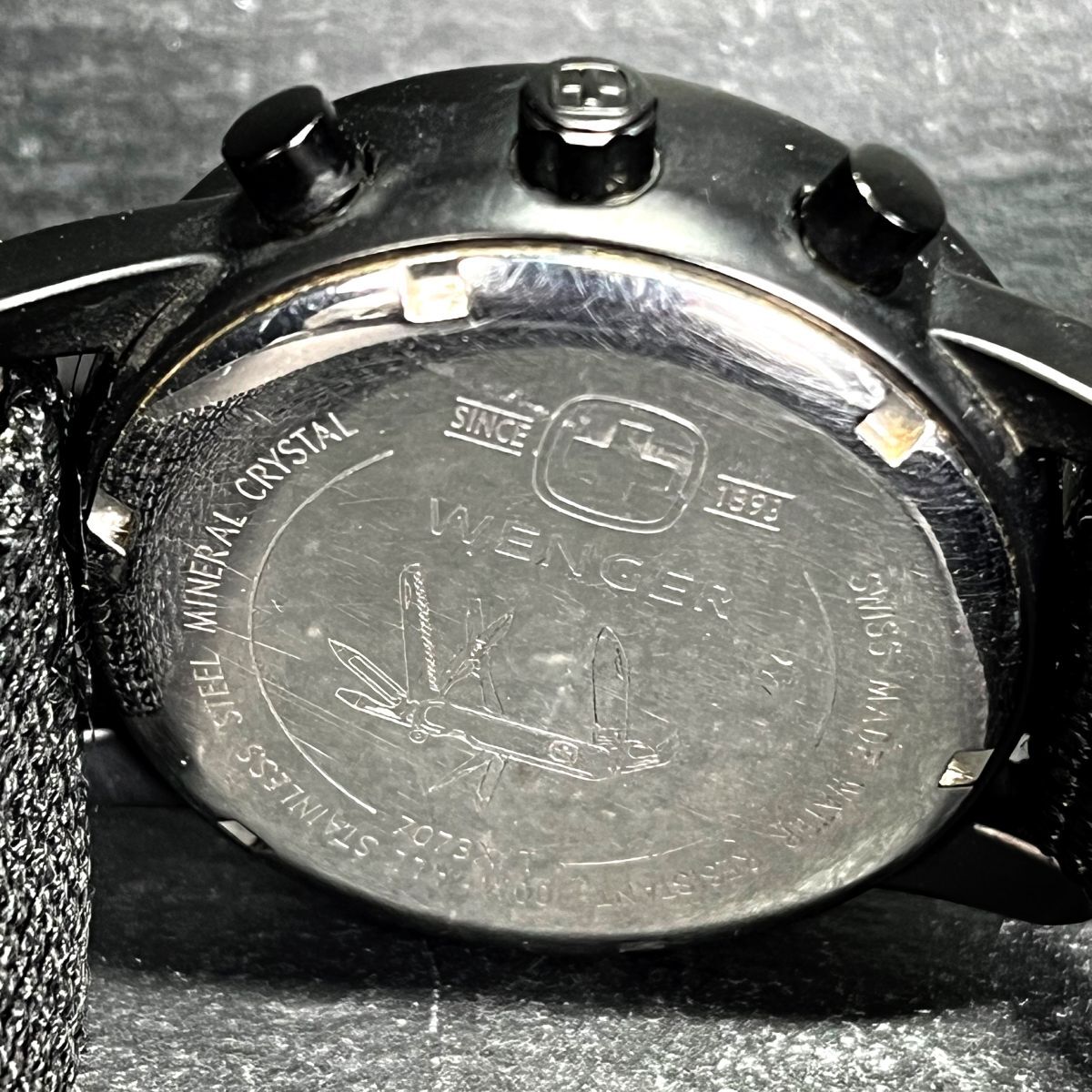 WENGER ウェンガー コマンドクロノグラフ 海猿モデル 7073X/T メンズ 腕時計 アナログ クオーツ ブラック クロスバンド 新品電池交換済み_画像7