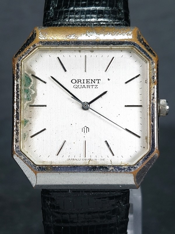 ORIENT オリエント QUARTZ クォーツ I091511-40 メンズ アナログ 腕時計 3針 シルバー文字盤 レザーベルト ステンレス 新品電池交換済み_画像1