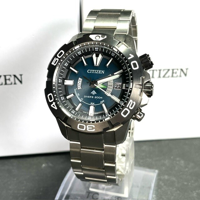 新品 CITIZEN PROMASTER シチズン プロマスター MARINE AS7145-69L 電波ソーラー エコドライブ 腕時計 ブルー チタン グッドデザイン賞_画像4