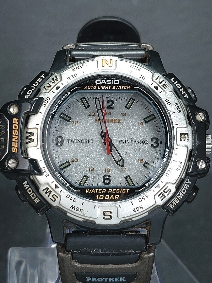 CASIO カシオ PROTREK プロトレック PRT-50 メンズ アナログ 腕時計 グレー文字盤 シルバー ブラック ラバーベルト ステンレススチール_画像1